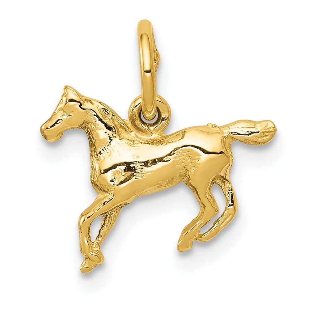 10k Yellow Gold Equestrian Fine Jewelry Horse Necklace Charm Pendant, Mini charm